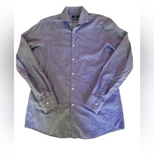 Hugo Boss Sharp Fit Long Sleeve Gingham Button Up - Mens Size 15.5 - Purple